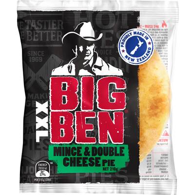big ben xxl chilled single pie mince & double cheese