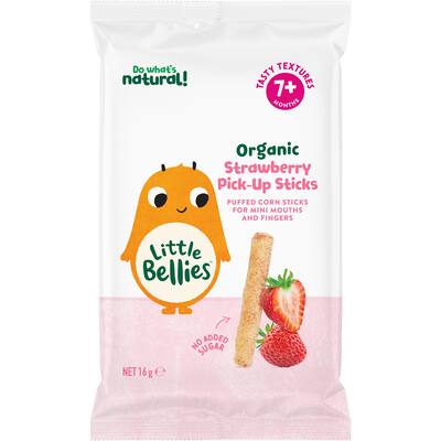 little bellies organic baby snacks strawberry pick-up sticks