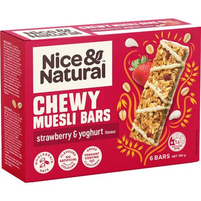 nice & natural chewy muesli bars strawberry & yoghurt