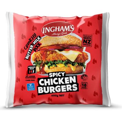 inghams chicken burgers crunchy fixx spicy