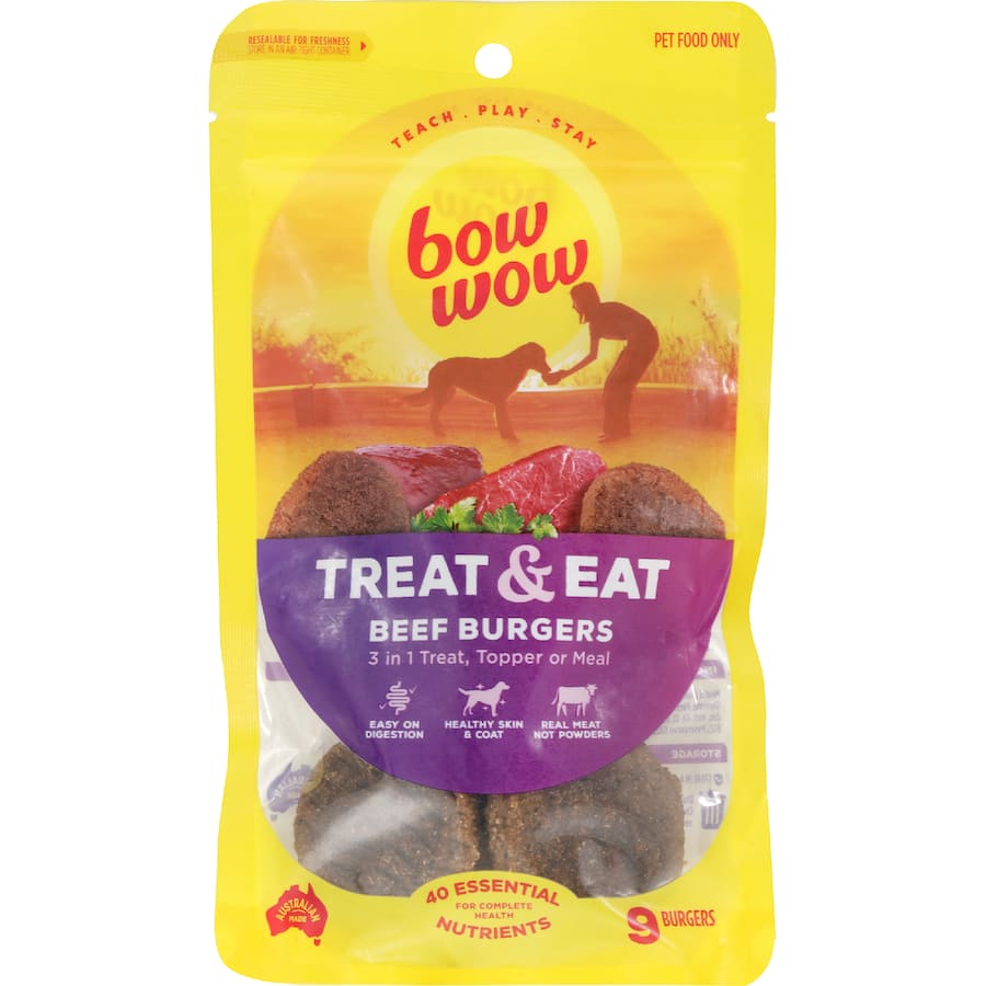 Bow Wow Treat & Eat Dog Treats Beef Burgers
