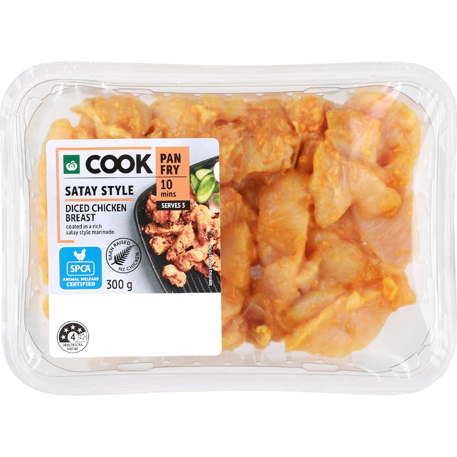 Woolworths Cook Nz Diced Chicken Breast Satay