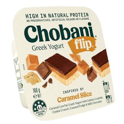 chobani flip yoghurt single caramel slice