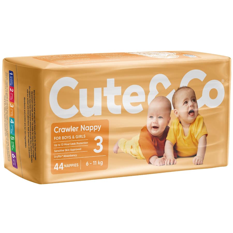 Cute & Co Nappies Crawler Boys & Girls 6-11Kg Size 3