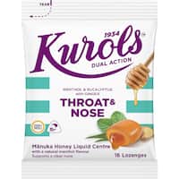 kurols dual action throat & nose lozenges menthol & eucalyptus