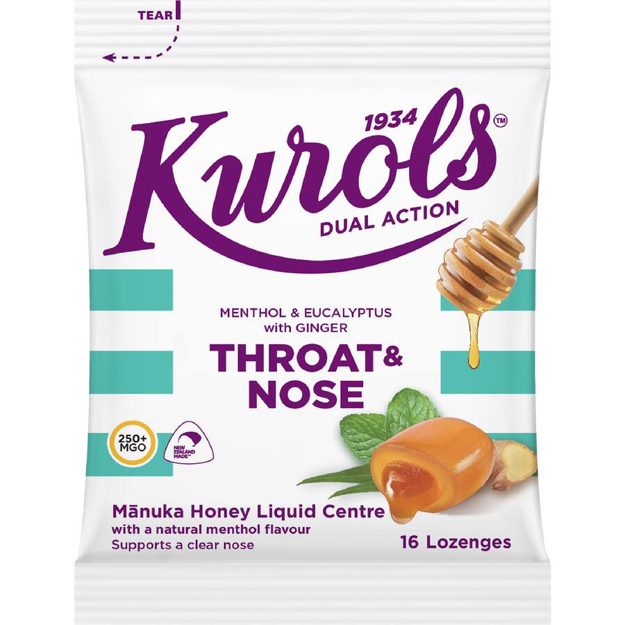 Kurols Dual Action Throat & Nose Lozenges Menthol & Eucalyptus