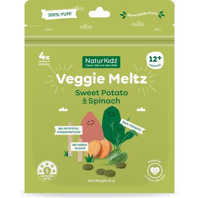 naturkidz veggie meltz baby snacks sweet potato & spinach