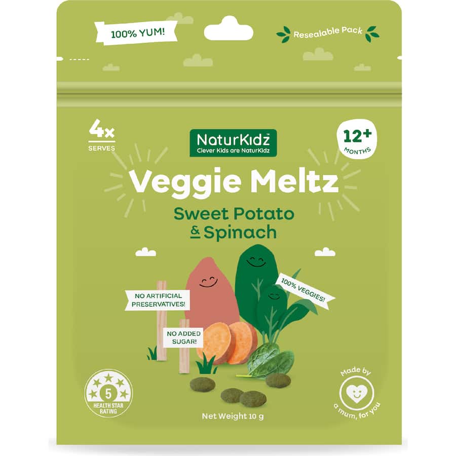 Naturkidz Veggie Meltz Baby Snacks Sweet Potato & Spinach