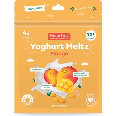 naturkidz yoghurt meltz baby snacks mango