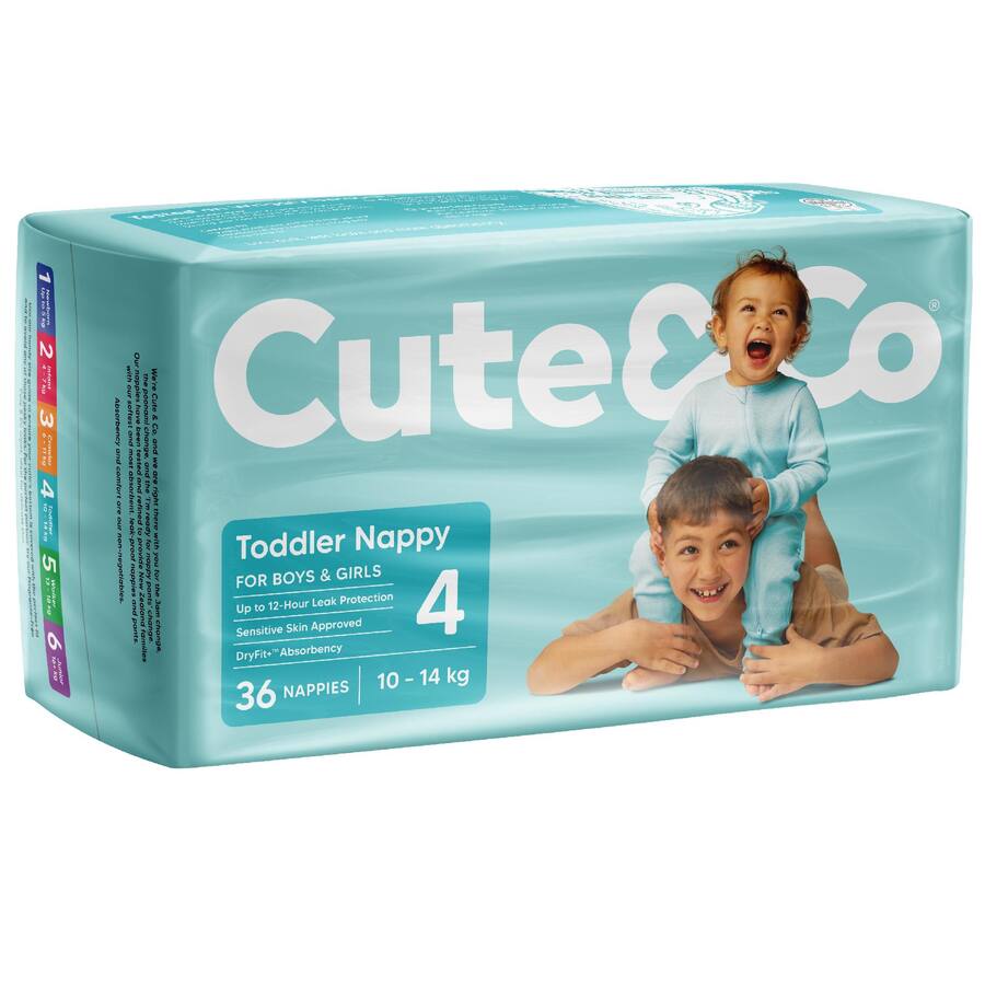 Cute & Co Nappies Toddler Boys & Girls 10-14Kg Size 4
