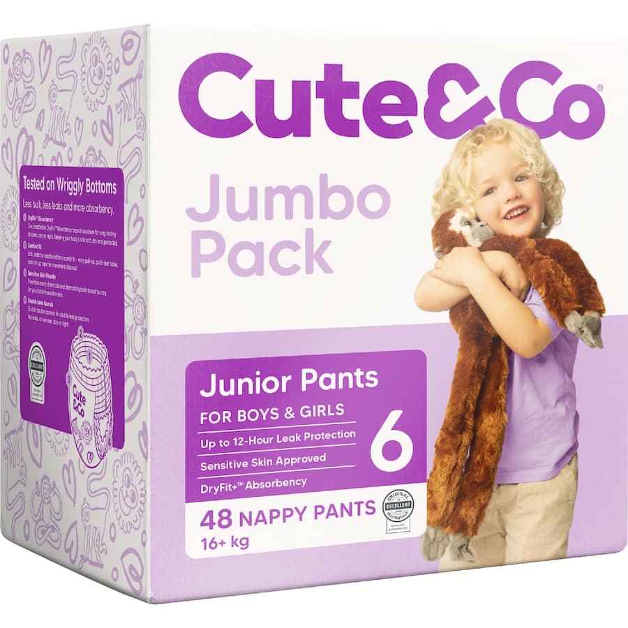 Cute & Co Nappy Pants Junior Boys & Girls 16+ Kg Size 6