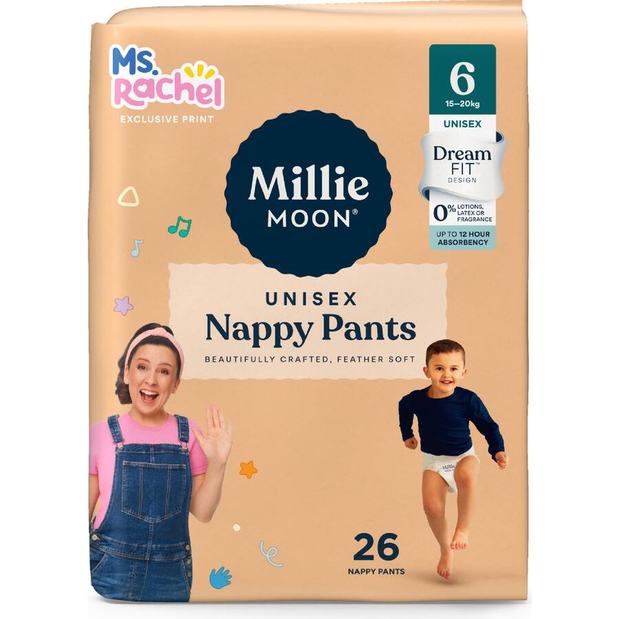 Millie Moon Nappy Pants Junior Boys & Girls 16+ Kg Size 6