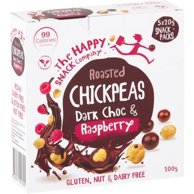 happy snack chickpea snacks dark chocolate raspberry