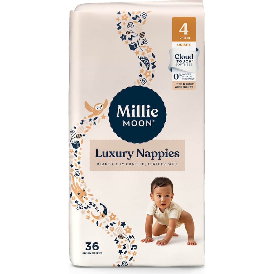 Millie Moon Nappies Toddler Boys & Girls 10-15Kg Size 4