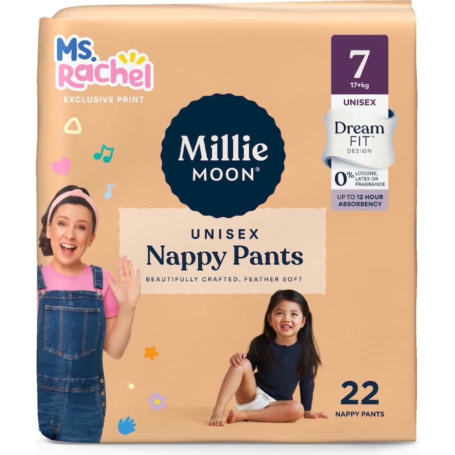 Millie Moon Nappy Pants Junior Boys & Girls 16+ Kg Size 7