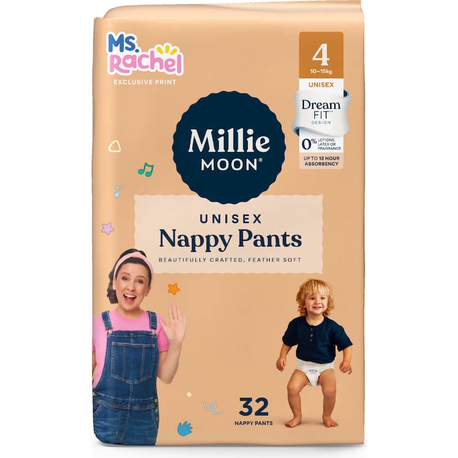 Millie Moon Luxury Nappy Pants Boys & Girls 10-15Kg Size 4