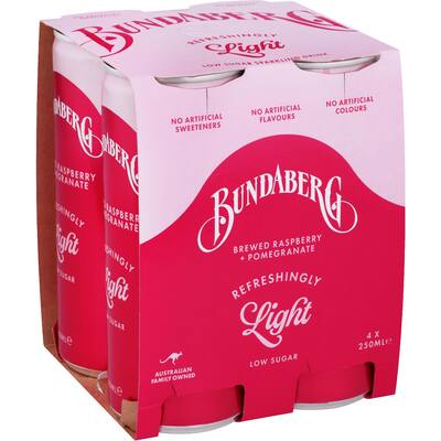 bundaberg refreshingly light soft drink raspberry & pomegranate