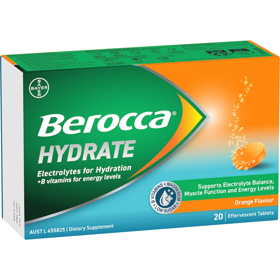 Buy Berocca Hydrate Effervescent Tablets Electrolytes Orange