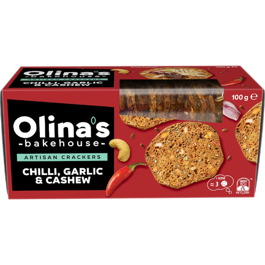 Olinas Artisan Crackers Cashew Garlic And Chilli