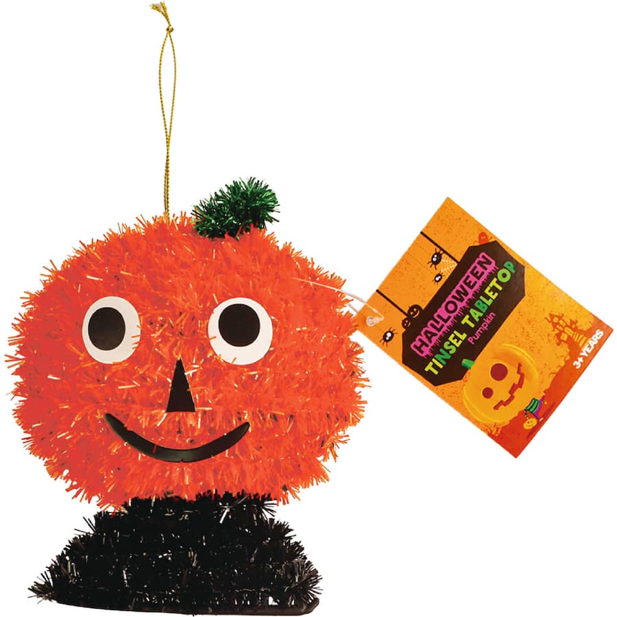 Woolworths Halloween Decorations Tinsel Tabletop Pumpkin