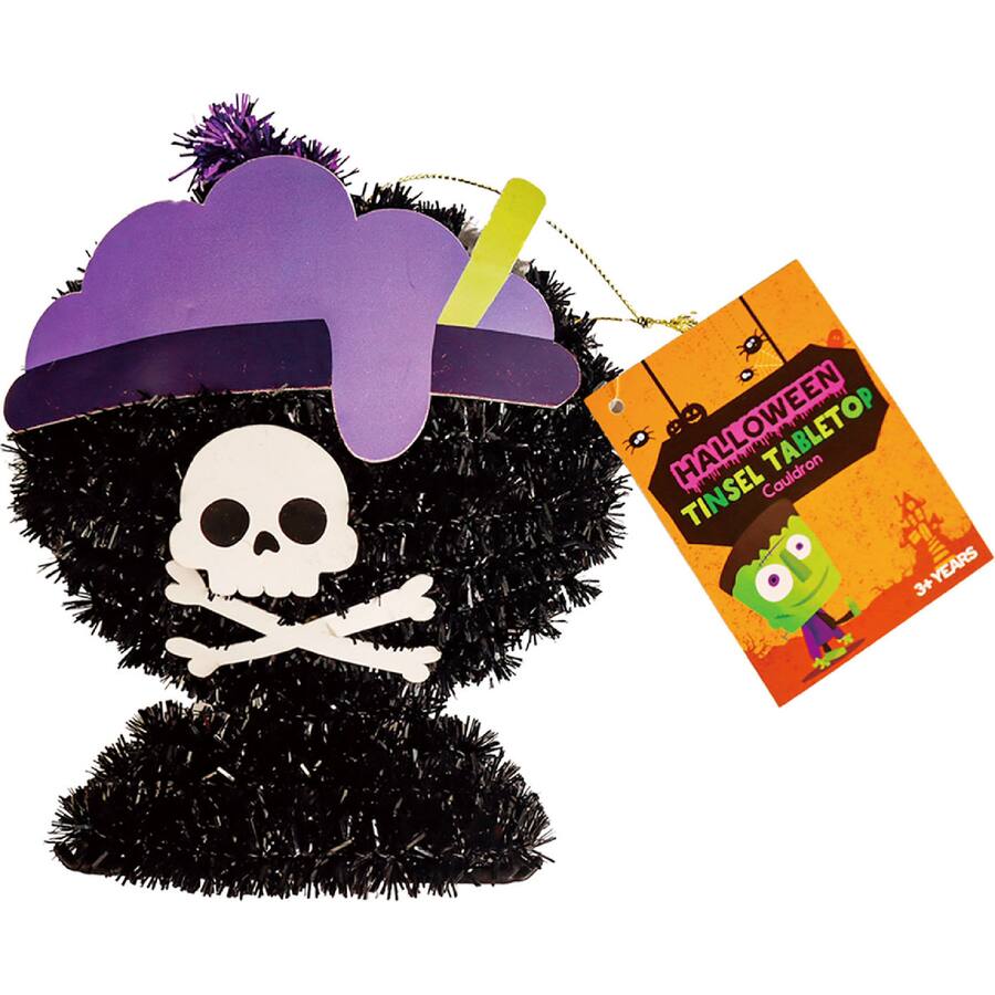 Woolworths Halloween Decorations Tinsel Tabletop Cauldron
