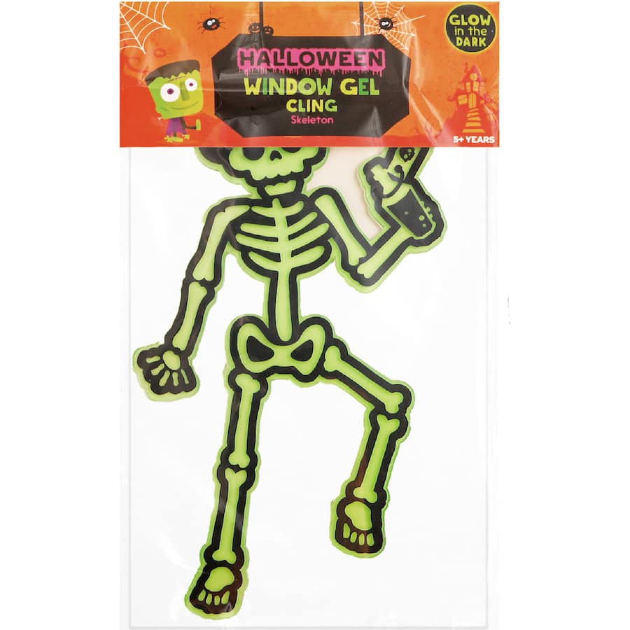Woolworths Halloween Decorations Window Gel Cling Gid Skeleton