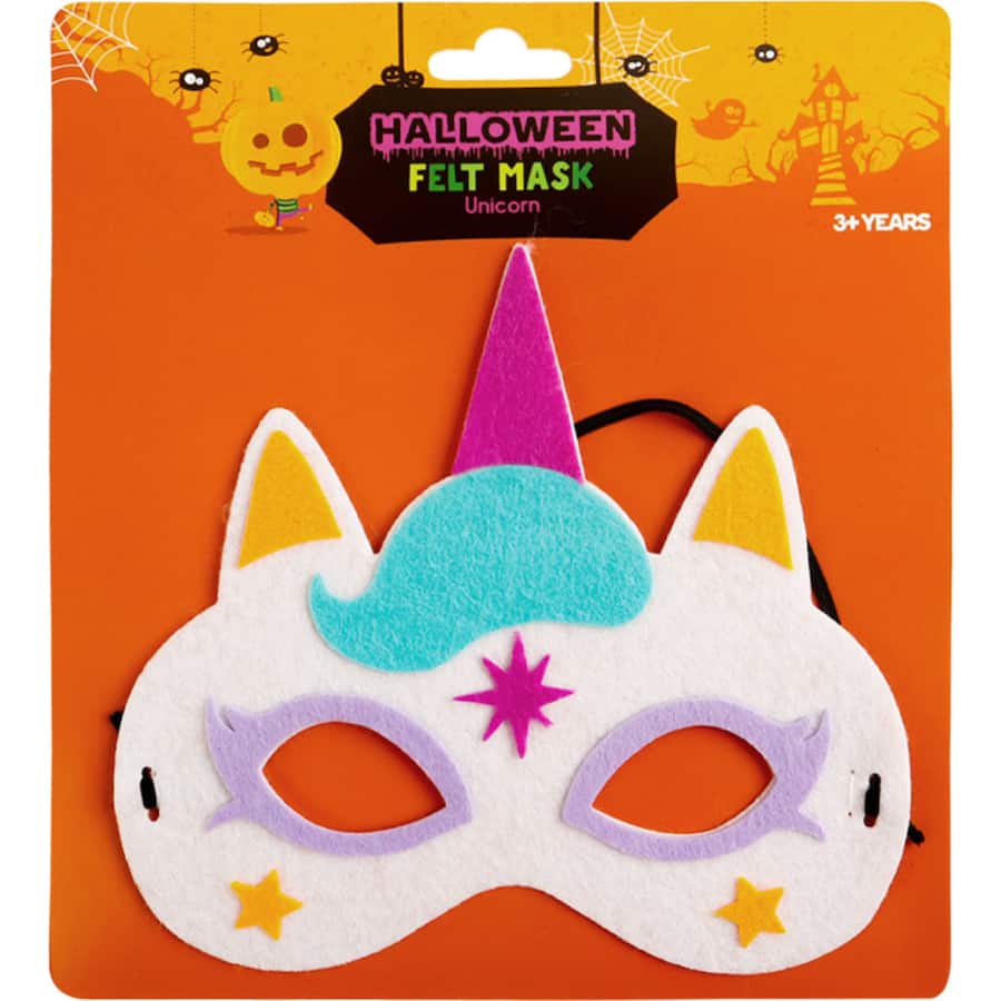 Woolworths Halloween Costume Kids Felt Mask Unicorn