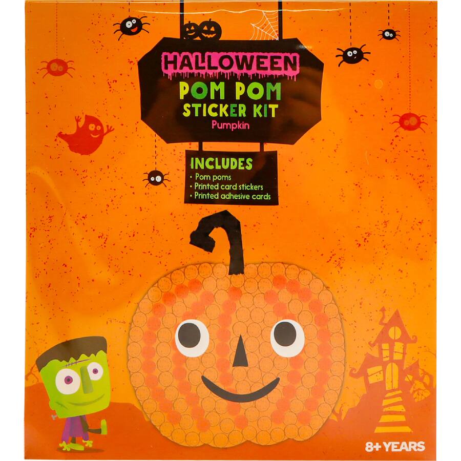 Woolworths Halloween Sticker Kit Pom Pom Sticker Kit Pumpkin