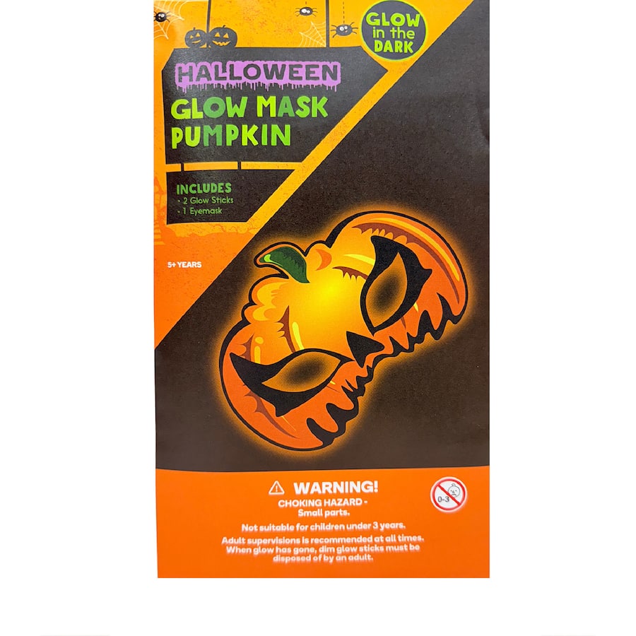 Woolworths Halloween Masks Glow Mask Pumpkin