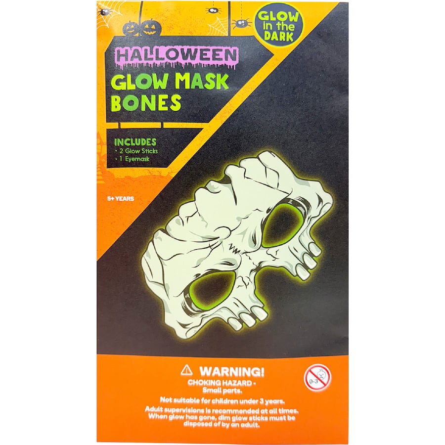 Woolworths Halloween Masks Glow Mask Bones
