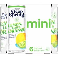 Deep Spring Lemon Lime & Orange Sparkling NZ Spring Water (6 x 250ml)