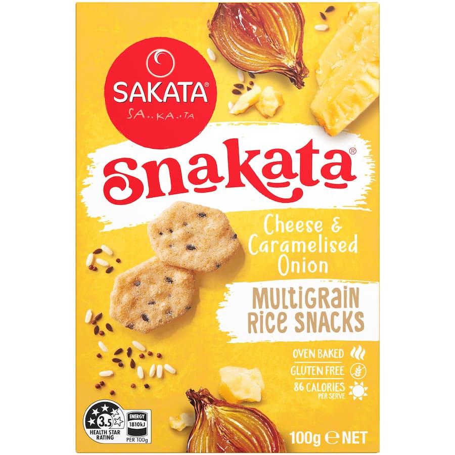 Snakata Rice Crackers Cheese & Caramelised Onion