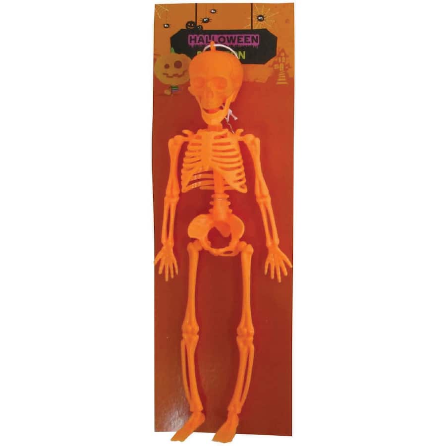 Woolworths Halloween Small Hanging Skeleton Orange