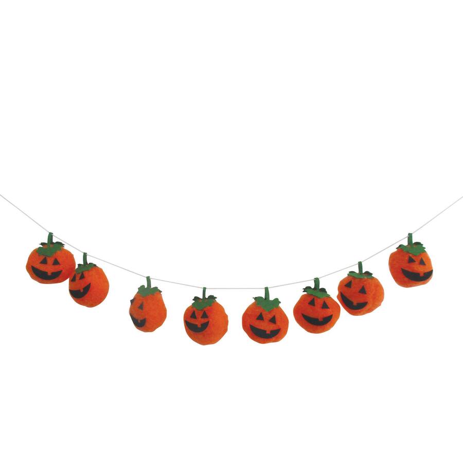 Woolworths Halloween Decorations 3D Pom Pom Garland Pumpkin