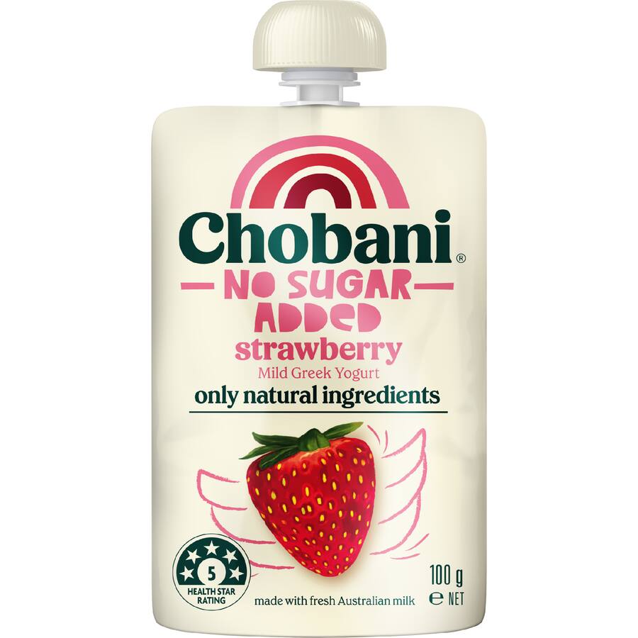 Chobani No Sugar Added Yoghurt Pouch Single Strawberry