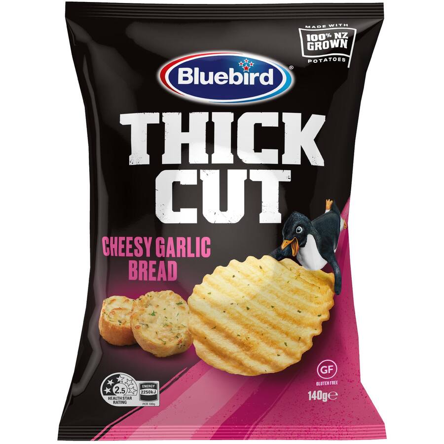 Bluebird Thick Cut Chips Cheesy Garlic Bread