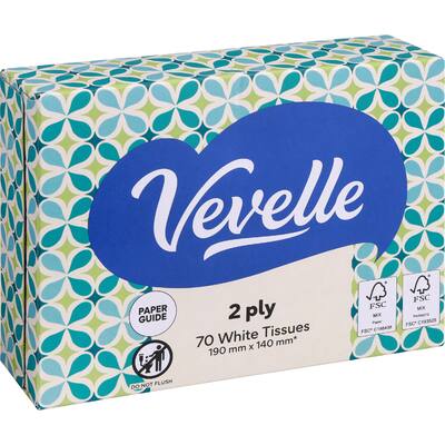 Facial tissue travel box 2 ply