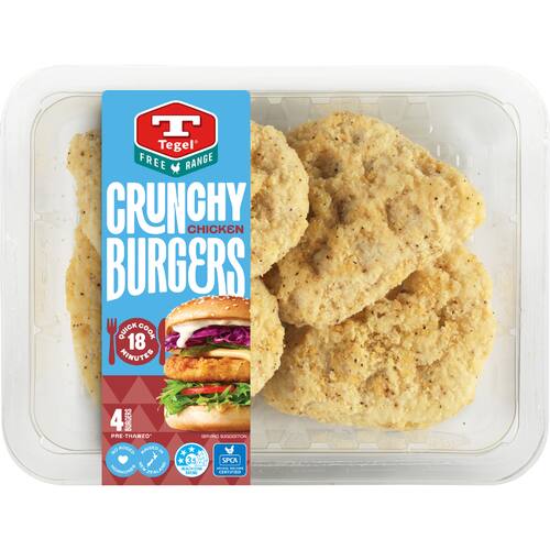 Tegel Free Range Quick Cook Tegel Free Range Quick Cook Chicken Burger Patties Crunchy