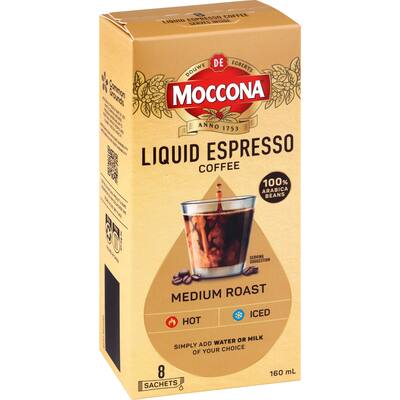 moccona liquid espresso coffee sachets medium roast