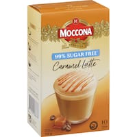 moccona coffee sachets suger free caramel latte