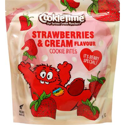 cookie time cookies bites strawberries & cream
