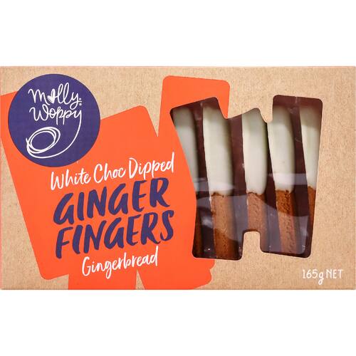 Molly Woppy Biscuits Gingerbread White Choc Fingers