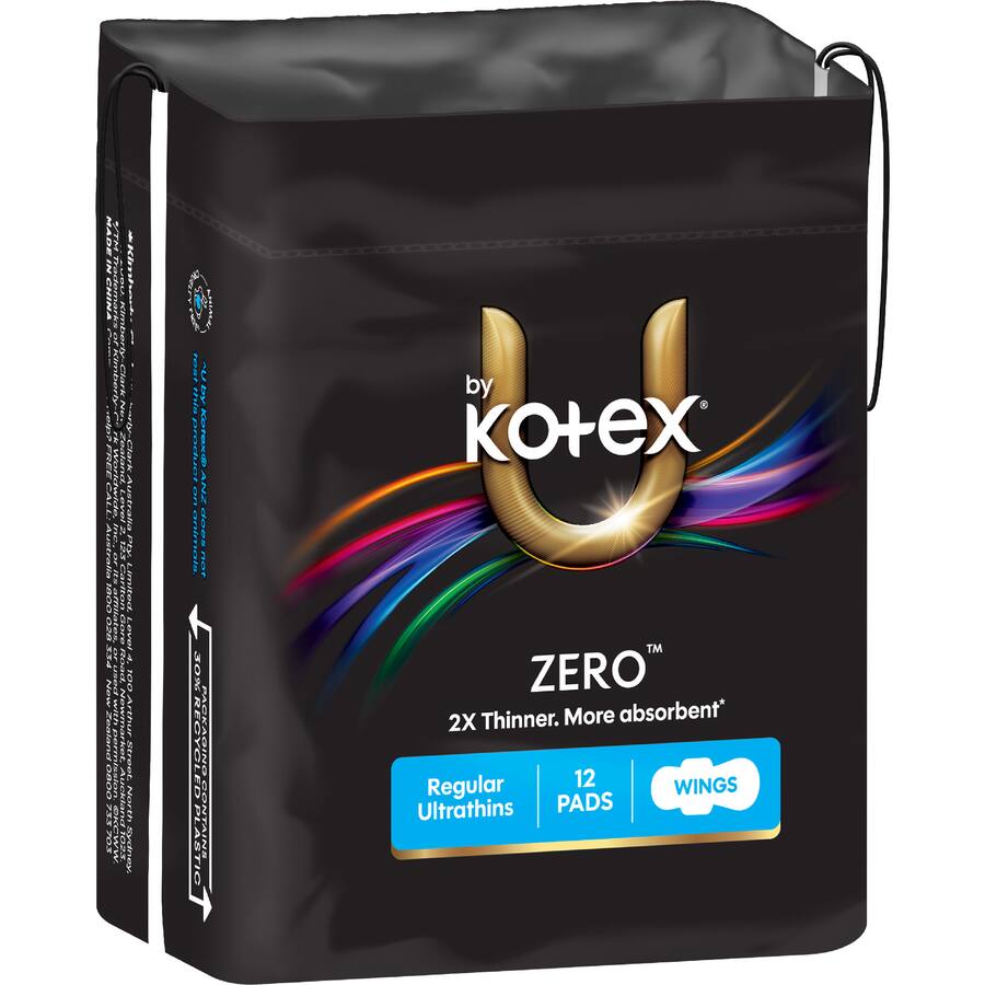 U By Kotex Zero Pads Regular With Wings
