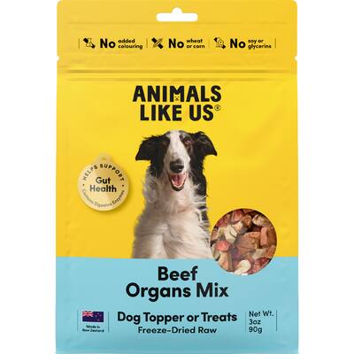 animals like us dog treats beef topper