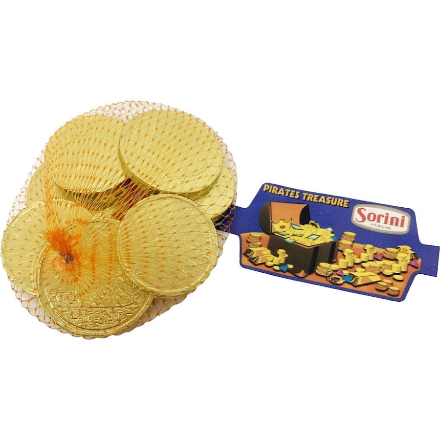 Sorini Milk Choc Choclolate Gift Gold Coins In Mesh Bag