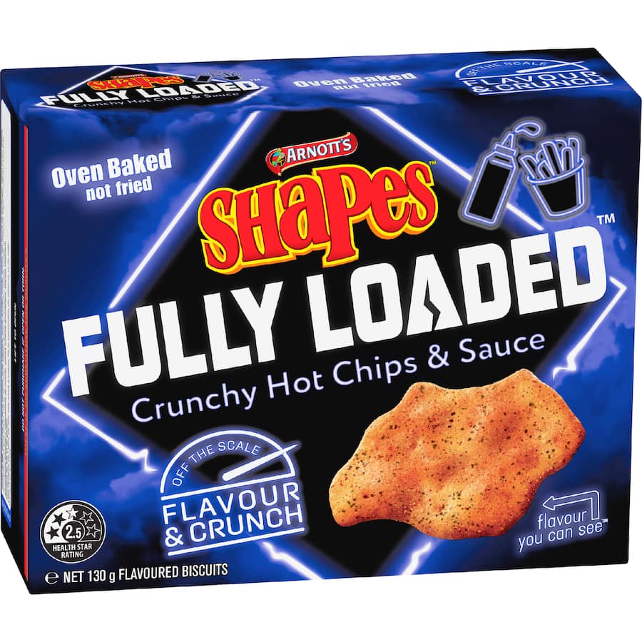Arnotts Shapes Crackers Fully Loaded Hot Chips & Sauce