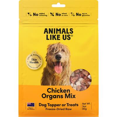animals like us dog treats chicken topper