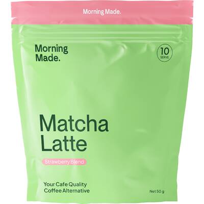 morning made matcha latte strawberry