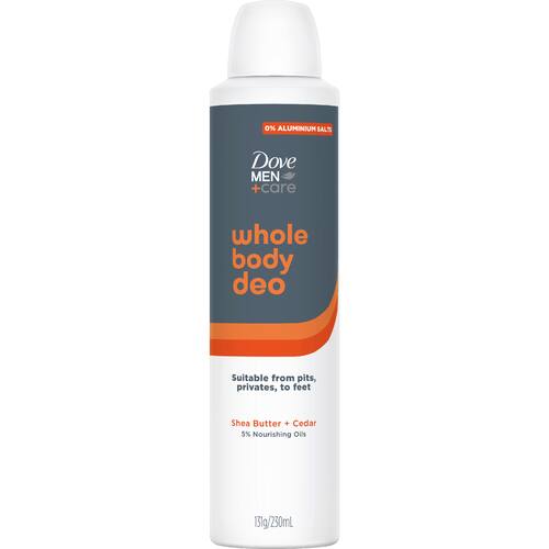 Dove Men + Care Whole Body Deodorant Aerosol Shea Butter Cedar