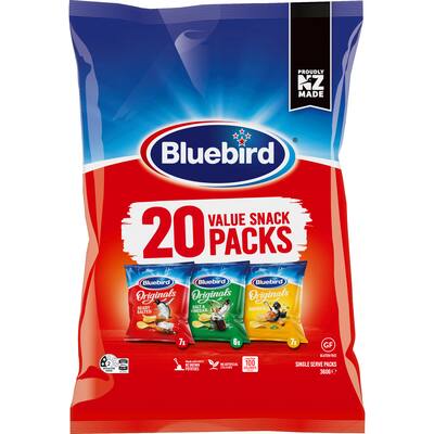 bluebird originals mix potato chips multipack ready salted, s&v, chicken